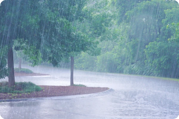Heavy rain over impervious surface